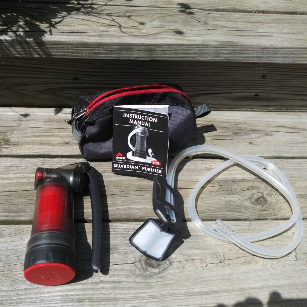 MSR Guardian backpacking water purifier (high quality, filters viruses)